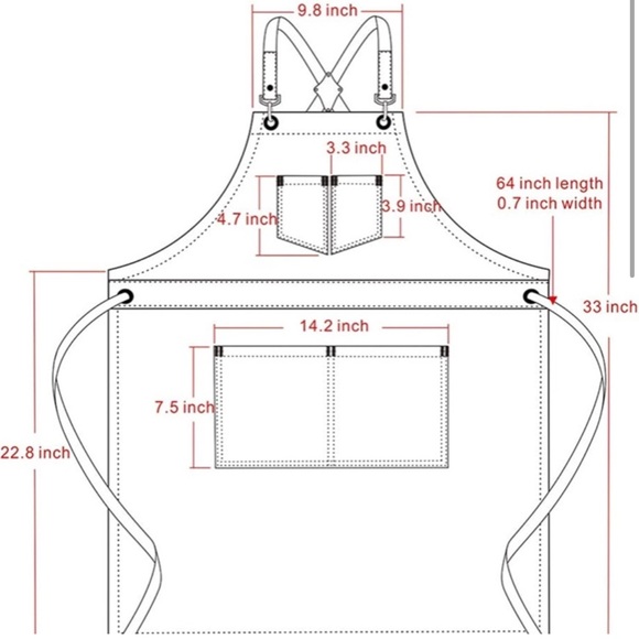 NWT Jeanerlor Blue Striped Denim Apron Cotton Canvas Straps Unisex Chef Gardner - Picture 6 of 9
